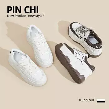 Осенние новые кожаные женские туфли для студентов, увеличивающие внутреннюю высоту, маленькие белые туфли, женские, подходящие по цвету, универсальные, на платформе, повседневные туфли для детей 34 белый