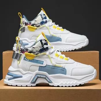 Осенние новые кроссовки с воздушной подушкой для мужчин 2024 года, трендовые универсальные кроссовки на платформе со шнуровкой, баскетбольные кроссовки для тенниса, кроссовки 39 синий