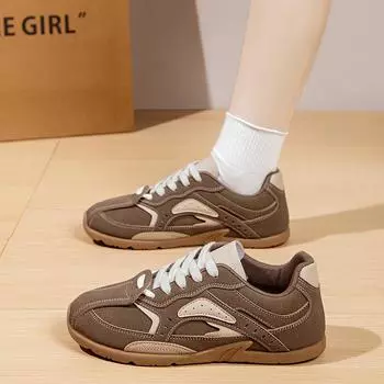Осенние новые матовые кожаные кроссовки на плоской подошве легкие ножки маленькие универсальные студенческие маленькие белые женские туфли B 35 хаки