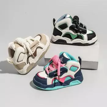 Осенние новые модные кроссовки High Street для мальчиков и девочек 26 чёрный