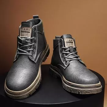 Осенние новые модные повседневные кожаные ботинки с высоким берцем на шнуровке, мужские ботинки в стиле ретро средней длины, британский тренд для активного отдыха, ботинки Martin 39