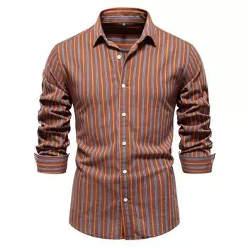 Осенние новые мужские базовые универсальные рубашки модные полосатые рубашки с длинными рукавами из хлопка мужские топы S