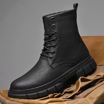 Осенние новые мужские ботинки большого размера 37-46, черные ботинки, туфли на платформе, модные ботильоны, зимние теплые мужские ботинки, новые ботинки Mujer 37 чёрный