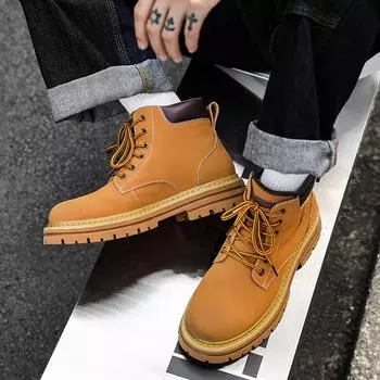 Осенние новые мужские ботинки из натуральной кожи классические рабочие ботинки мужские рабочие ботинки 35 жёлтый