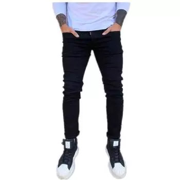 Осенние новые мужские джинсы Slim Fit Small Feet Casual Black Men s Jeans 28 чёрный