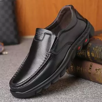 Осенние новые мужские кожаные туфли с мягкой подошвой, износостойкие кожаные туфли, дышащие, ленивые, деловые, повседневные туфли, туфли, мужские мокасины 38