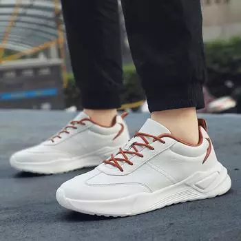 Осенние новые мужские кроссовки больших размеров, модные кожаные повседневные мужские туфли 38