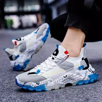 Осенние новые мужские кроссовки, дышащая повседневная обувь с сеткой, мужская спортивная обувь на толстой подошве Old Dad 39 чёрный