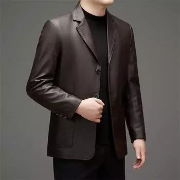 Осенние новые мужские куртки из натуральной кожи, куртки из овчины, повседневные костюмы, деловая мужская одежда, одежда для людей среднего возраста для поездок на работу 170