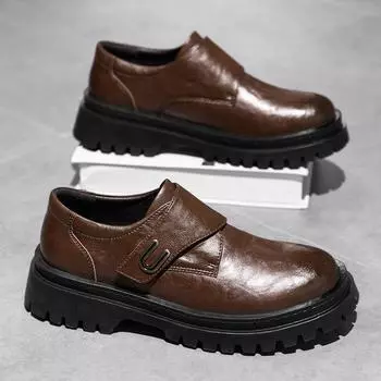 Осенние новые мужские повседневные кожаные туфли с круглым носком, на шнуровке, для увеличения высоты стопы, для работы, бизнеса, универсальные маленькие кожаные туфли, мужская обувь 39