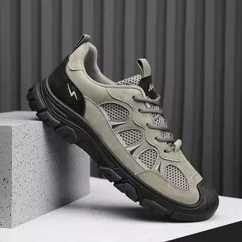 Осенние новые мужские повседневные кроссовки Fahion Lace Up Platform Shoes для мужчин Outdoor Male Antislip Increase Height Hiking Shoes 39 хаки