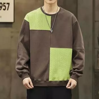 Осенние новые мужские толстовки, мужские пуловеры, американские ретро-топы High Street, модные свободные топы с круглым вырезом M