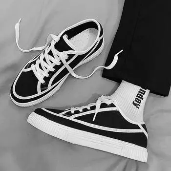 Осенние новые мужские туфли, студенческая повседневная парусиновая обувь, корейская версия модной обуви, мужские кроссовки, туфли на плоской подошве 39 белый