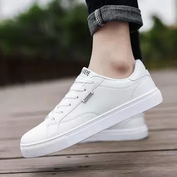 Осенние новые низкие кожаные туфли с одной педалью, белые мужские туфли для сноуборда, корейская версия простых и универсальных парусиновых туфель 39 белый