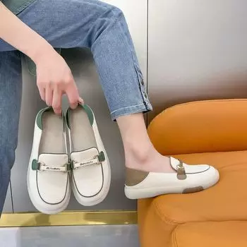 Осенние новые однопедальные мокасины женские туфли маленькие белые туфли на мягкой подошве из коровьей кожи плоская подошва 35