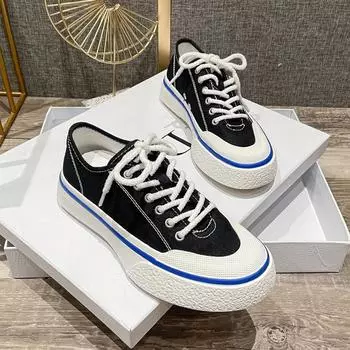 Осенние новые парусиновые белые туфли женские с толстой подошвой модные универсальные спортивные кроссовки Harajuku повседневная обувь черного цвета 35 белый