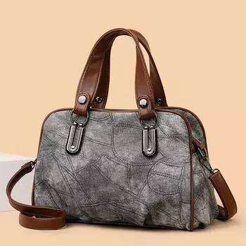 Осенние новые персонализированные женские сумки Smudge Splicing, высококачественная джинсовая мягкая ткань, женская сумка через плечо, модные ромбы, большая вместимость, женские сумки-слинги чёрный