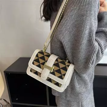 Осенние новые популярные сумки для женщин, простые и модные клетчатые маленькие квадратные сумки, ретро-сумки-мессенджеры на одно плечо для поездок на работу
