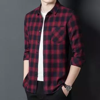 Осенние новые рубашки с длинными рукавами, модные и повседневные карманы с рисунком, мужские повседневные рубашки M жёлтый