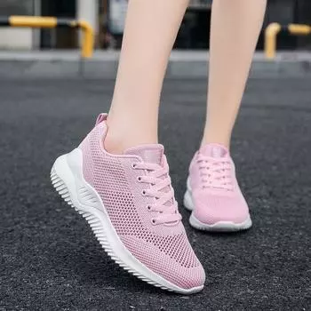 Осенние новые сетчатые дышащие повседневные кроссовки черные амортизирующие увеличивающие рост спортивные туфли нескользящие женские туфли на шнуровке 35 чёрный