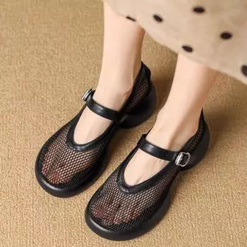 Осенние новые туфли на грубом каблуке, женская мода, круглая носовая часть, мелкий носок, сетчатая ткань, дышащая, низкая обувь 35 бежевый