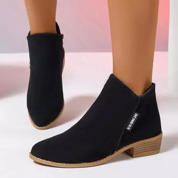 Осенние новые туфли на каблуке для женщин Римские остроносые женские ботинки на толстом каблуке в стиле вестерн для повседневного ношения на открытом воздухе женские ботильоны 36