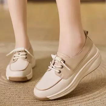 Осенние новые удобные туфли для мамы с мягкой подошвой и мягкой поверхностью, дышащие, белые, повседневные 35 темно-зеленого