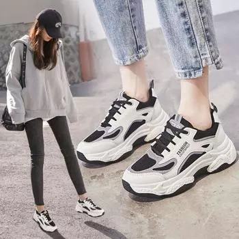Осенние новые универсальные белые кроссовки для бега и путешествий для студентов, модные кроссовки на платформе для женщин, весна 35