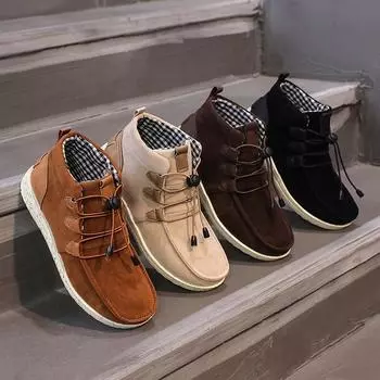 Осенние новые женские ботинки на плоской подошве, повседневные высокие кроссовки для отдыха на открытом воздухе, женские туфли на платформе с эластичной резинкой, размер плюс 43 35