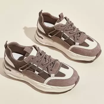 Осенние новые женские кожаные белые туфли на толстой подошве с плавящейся подошвой, женские повседневные кроссовки 35 чёрный