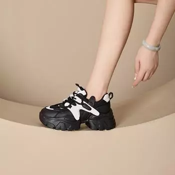 Осенние новые женские кроссовки D Lites с толстой подошвой в тон, женские повседневные студенческие туфли на шнуровке 34