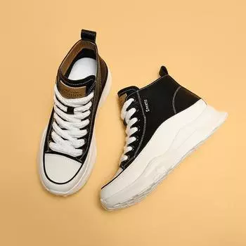 Осенние новые женские модные повседневные туфли на платформе и платформе с молнией, белые туфли с высоким берцем 40 чёрный