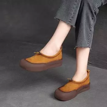 Осенние новые женские туфли из кожи в стиле ретро на толстой подошве, повседневные туфли с одной педалью, туфли для ленивых, туфли из коровьей кожи первого слоя с мягкой подошвой 35