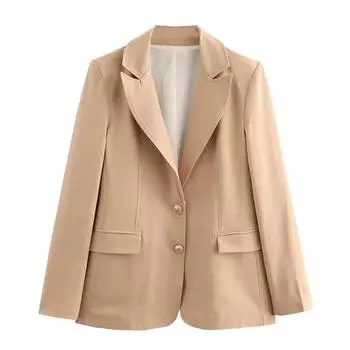 Осенние офисные блейзеры для женщин, модный блейзер с золотыми пуговицами, женский элегантный пиджак с длинным рукавом, пальто, повседневная новая верхняя одежда S чёрный