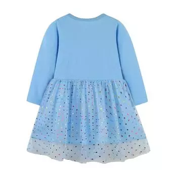 Осенние платья для девочек с длинным рукавом, детские хлопковые платья с вышитым рисунком из мультфильма, нарядные платья принцессы для девочек 140 синий