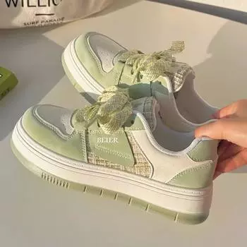 Осенние популярные белые туфли в университетском стиле для женщин. Модные универсальные нишевые оригинальные туфли для доски на толстой подошве. 35