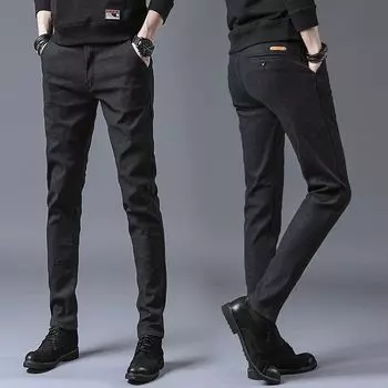 Осенние повседневные брюки мужские корейские версии модные эластичные маленькие прямые брюки модные и универсальные матовые брюки 28