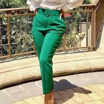 Осенние повседневные брюки с высокой талией, женские модные элегантные женские брюки-карандаш, однотонные офисные женские брюки, брюки Pantalones Femme 29548 S орион