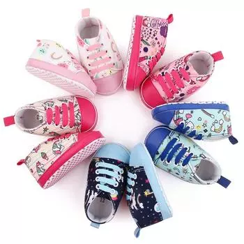 Осенние повседневные кроссовки с мультяшным узором для маленьких мальчиков и девочек, обувь на шнуровке, детская обувь на мягкой подошве для малышей 13-L