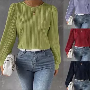 Осенние повседневные однотонные рубашки с круглым вырезом и длинным рукавом, белые женские блузки больших размеров XL белый