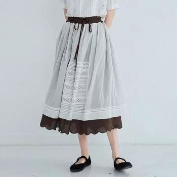 Осенние японские лоскутные женские юбки Johnature Mori, универсальные юбки с эластичной резинкой на талии и завязками с обеих сторон One Size синий