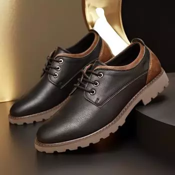 Осенние рабочие водонепроницаемые кожаные туфли с большим носком, мужская обувь для работы с инструментами, повседневная обувь больших размеров, корейская версия, модная обувь, мужские туфли в стиле ретро с низким верхом 39