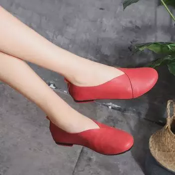 Осенние ретро-кожаные балетки с мягкой подошвой для бабушки - серия Forest (+833) 39 кофейный