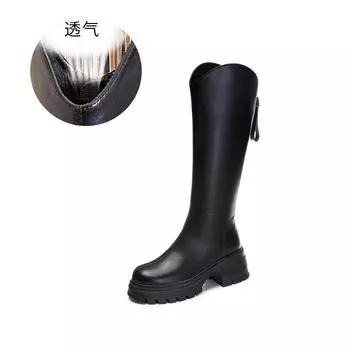 Осенние рыцарские сапоги 2025 года, новые длинные модные сапоги на платформе, универсальные модные женские сапоги в британском стиле, повседневные сапоги для женщин 35