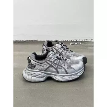 Осенние сетчатые дышащие трендовые брендовые повседневные туфли женские новые туфли универсальные на толстой подошве для увеличения роста папины кроссовки 35 серебряный серый