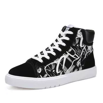 Осенние студенческие парусиновые мужские повседневные мужские туфли Zapatos De Hombre, повседневные высокие кроссовки Tenis Masculino Adulto Erkek Ayakkabi 6.5 чёрный