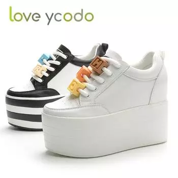 Осенние студенческие туфли для женщин и девочек со шнуровкой и очень высоким толстым круглым носком и низкой платформой 39 белый