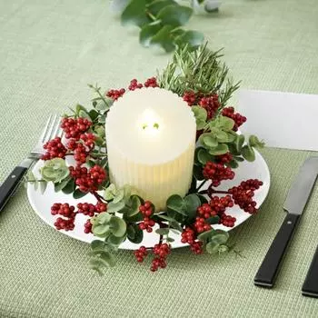 Осенние свечи Yousheng, искусственные кленовые листья, ягоды, подсвечник, гирлянда, центральный элемент стола для осеннего Дня благодарения, подсвечник на Хэллоуин, декор красный