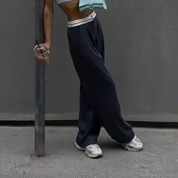 Осенние свободные широкие брюки, модные женские брюки, широкие брюки, уличная одежда, повседневный костюм, брюки для женщин, спортивные брюки Pantalon 28164