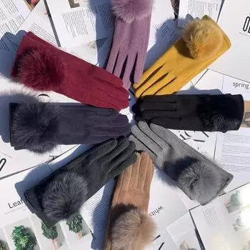 Осенние термоперчатки женские для верховой езды с сенсорным экраном повседневные плюшевые толстые перчатки немецкие плюшевые перчатки имбирный
